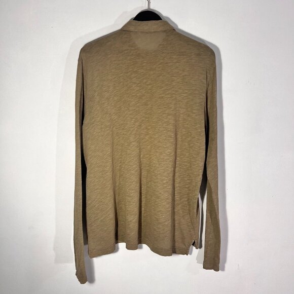 Zadig and Voltaire Togo Flamme Overdyed Olive Green Long Sleeve Polo Shirt MED - Picture 2 of 7